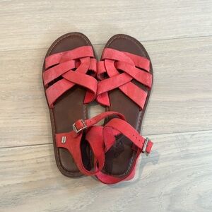 TOMS red leather sandals